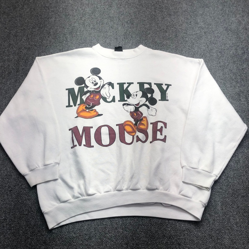 Vintage Mickey Unlimited Jerry Leigh Mickey Mouse White Sweatshirt Mens XL
